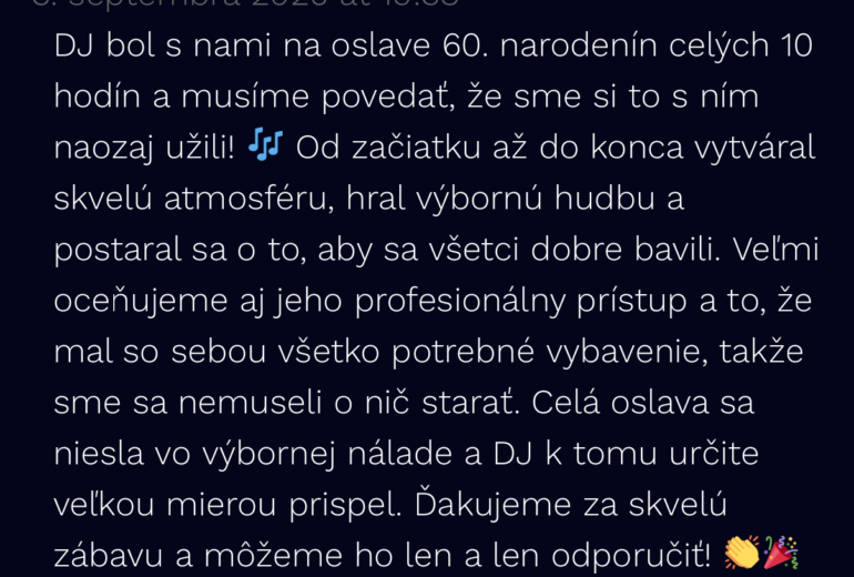 DJ na svadbu a oslavu Poprad, Tatry | DJ Skoky